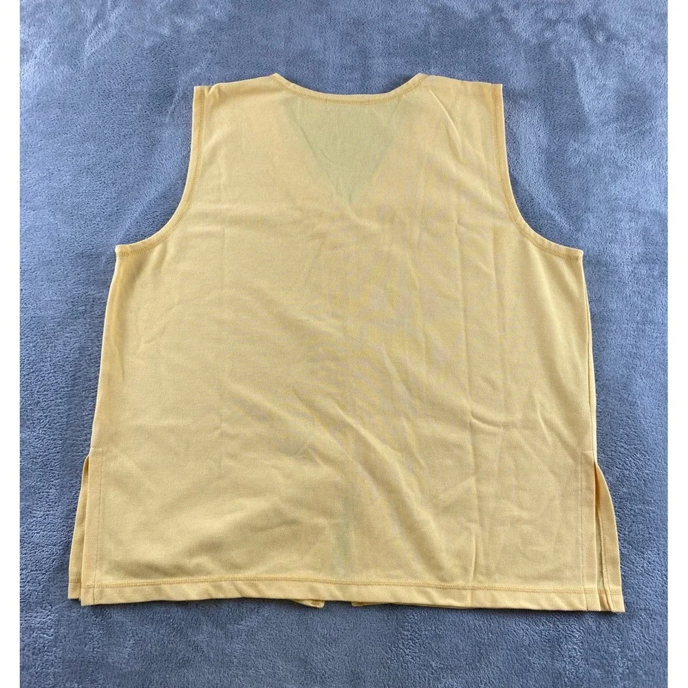 J.L. Plum Womens XL Yellow‎ Pique Knit Button Front V-Neck Sleeveless Vest